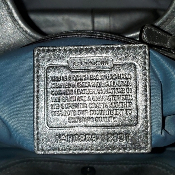 Coach Ergo Silver Metallic Pleated Leather Kisslock Shoulder Bag # 12831 - Picture 6 of 16